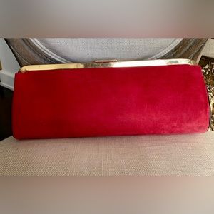 Balmain x H&M red suede clutch bag (missing handle)